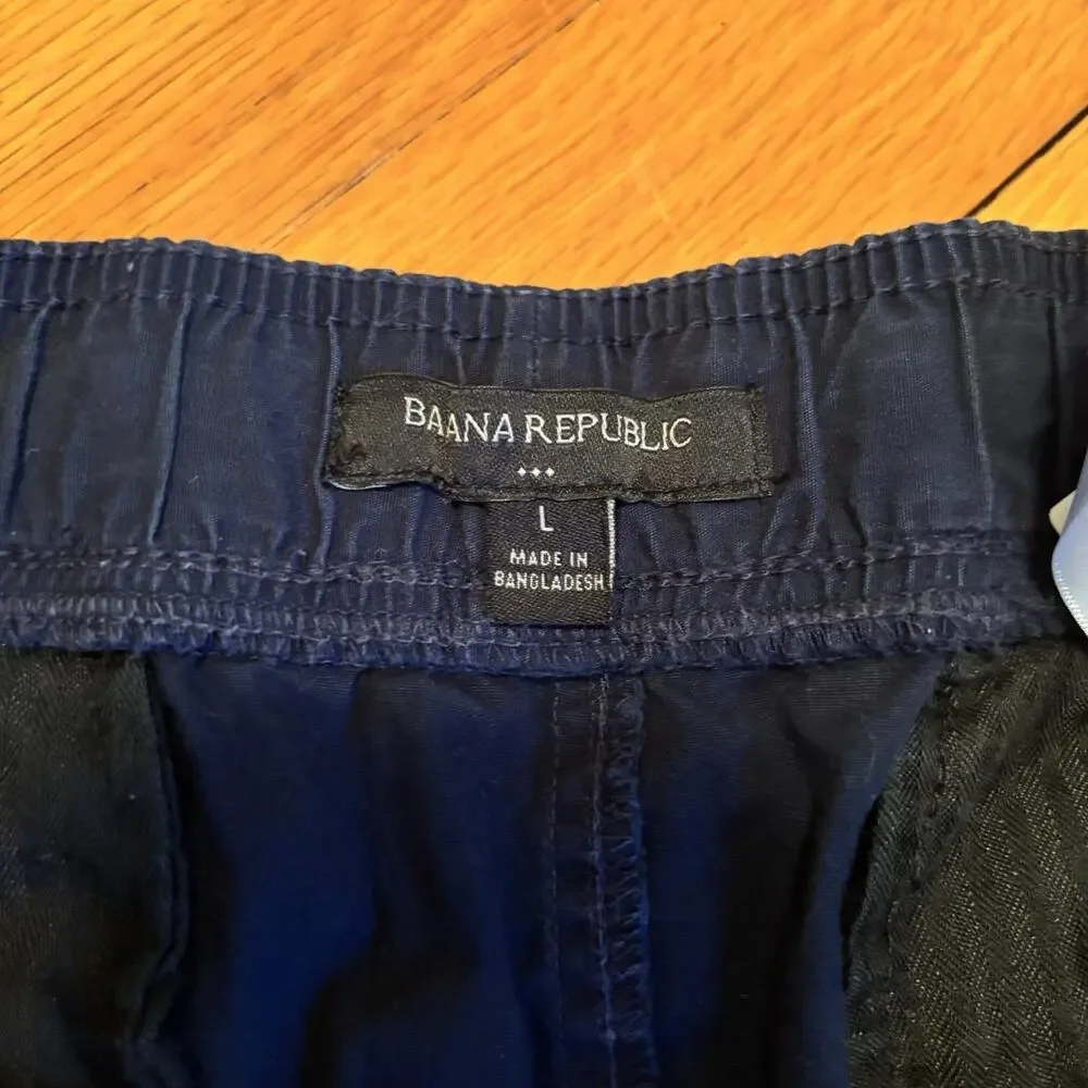BANANA REPUBLIC Men’s Navy Preppy Organic Deck Shorts Casual Flat Large